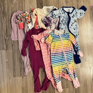 Baby Girl Bamboo Convertible Pajamas -Colorful Kids One Piece Set ( Lot of 8)
